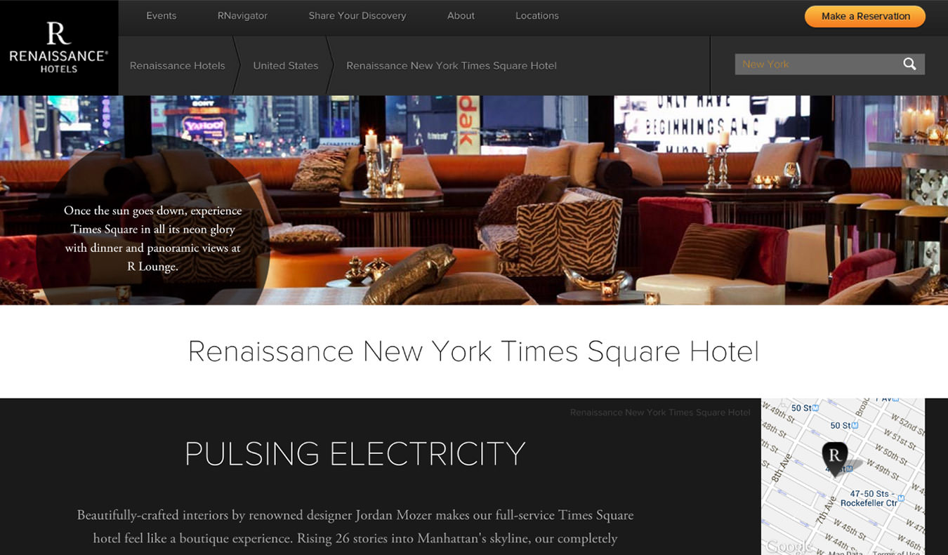 Renaissance Hotels Website Design Interactive Map