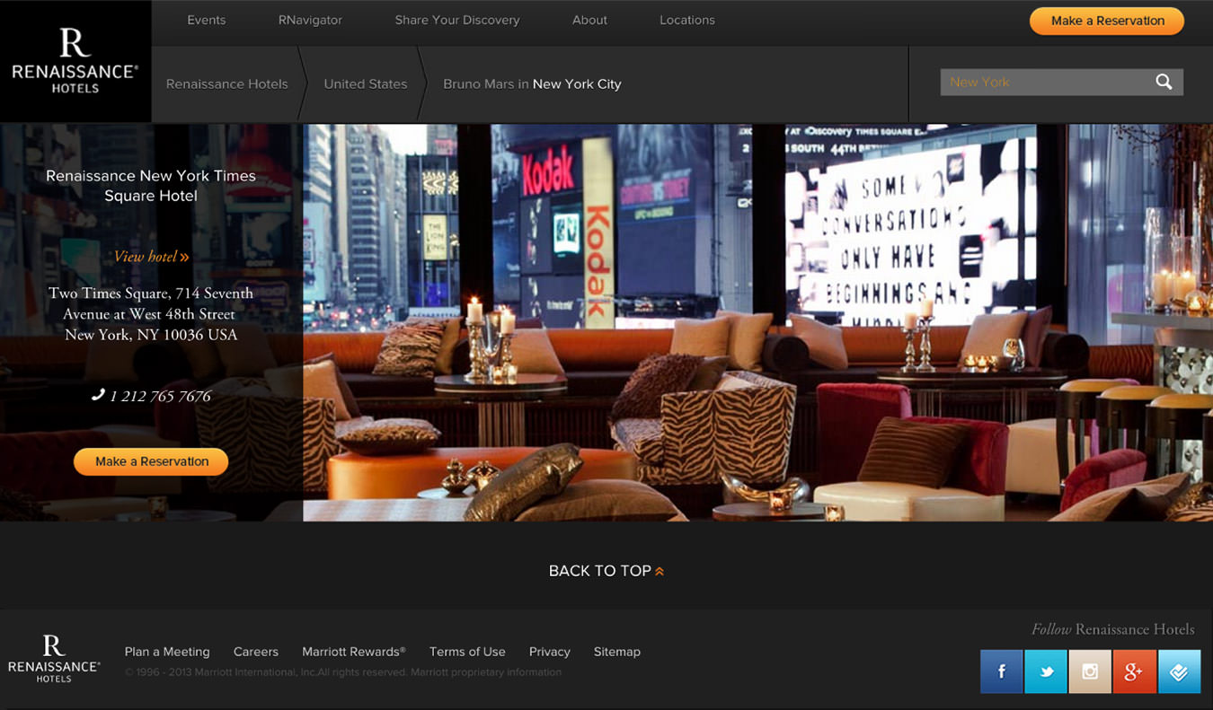 Renaissance Hotels Website Design Hotel Reservation