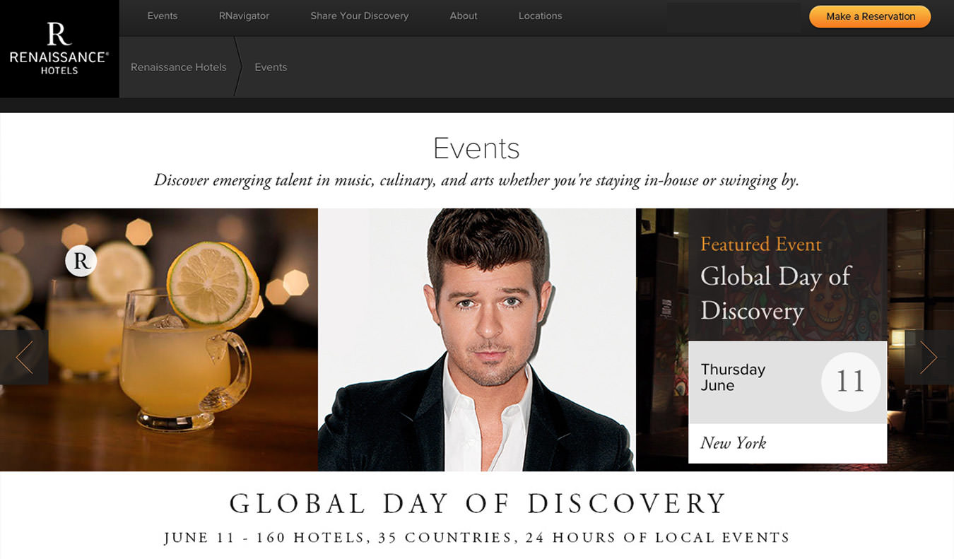 Renaissance Hotels Website Design Events